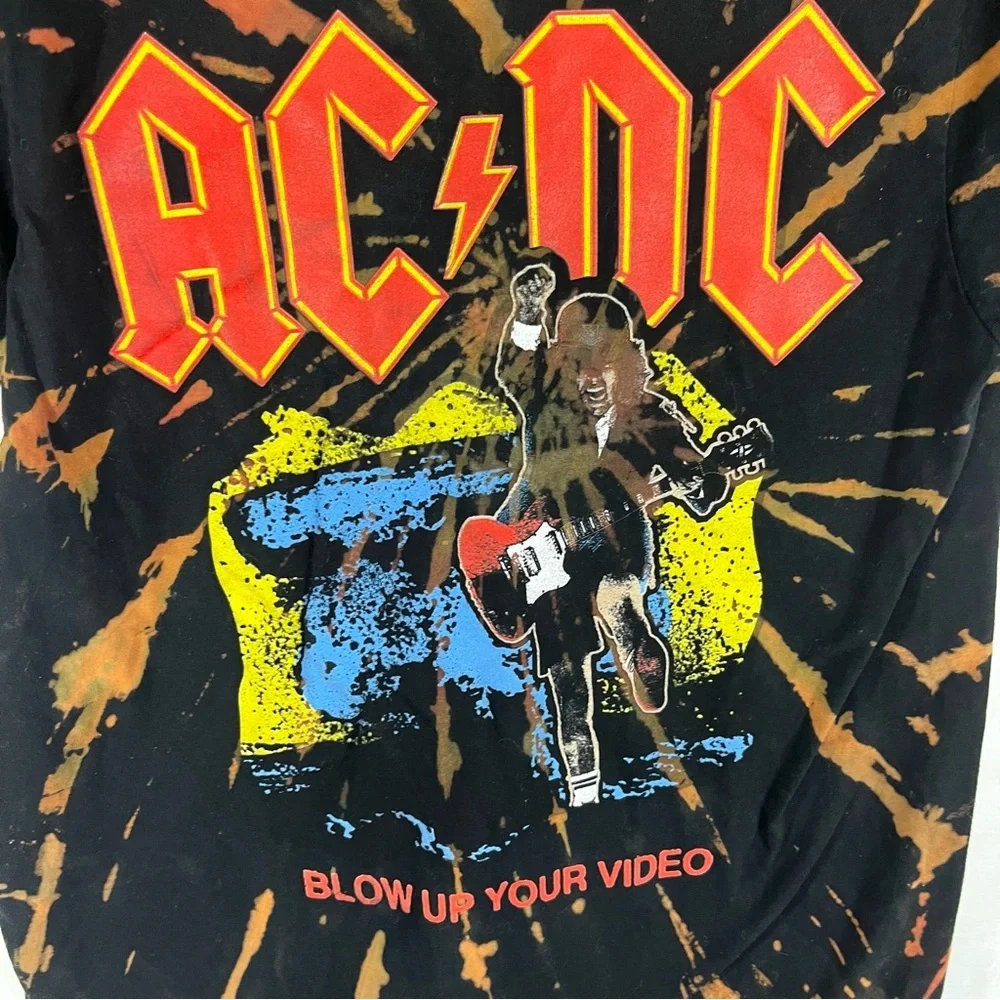 AC/DC Tie-Dye Short Sleeve Tee - Black, Orange, Yellow